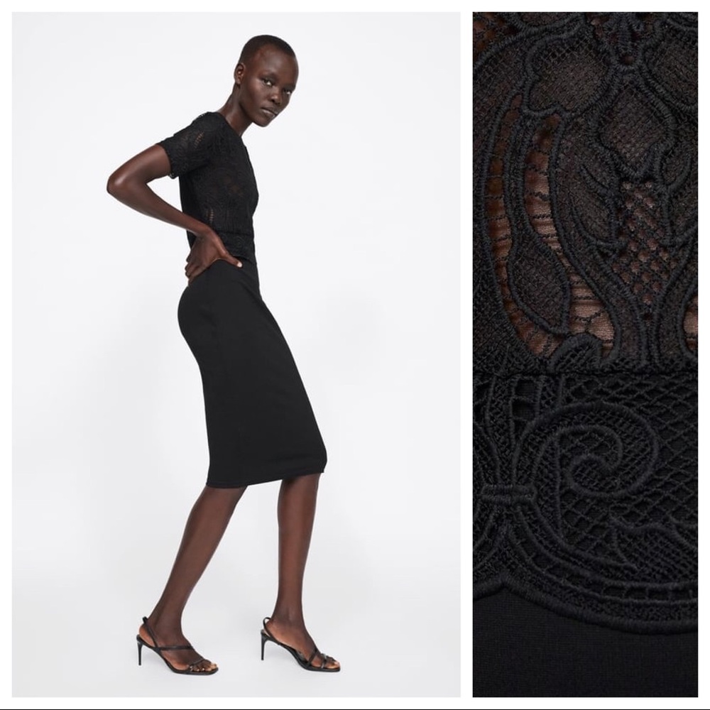 NWT. Zara Black Pencil Dress. Size S, L. - Picture 3 of 8